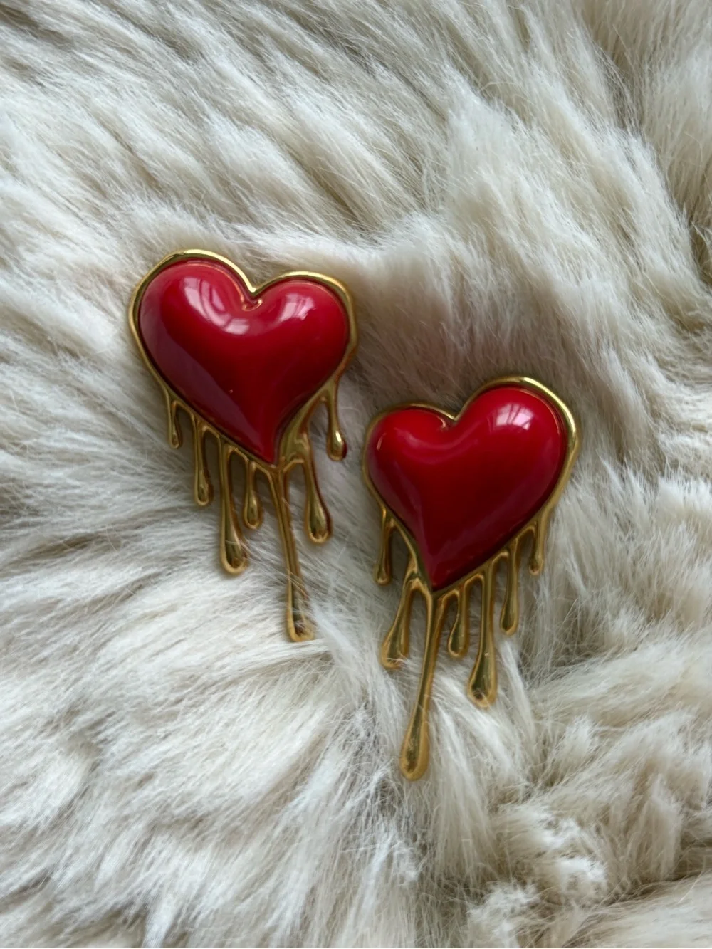Red Dripping Heart Accent Pair - Home Accents